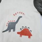Pull enfant écru et gris motif dinosaures - 9 mois