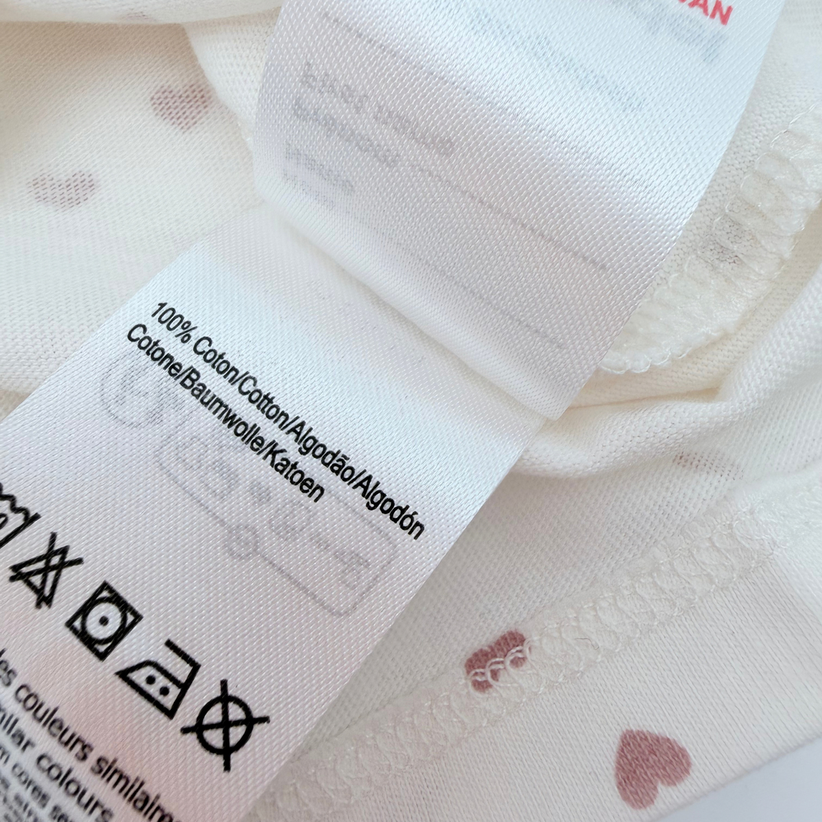 Lot de 2 t-shirts rose et écru à cœurs -6 mois