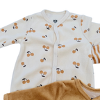 Lot de 3 pyjamas en velours beige et écru - 1 mois