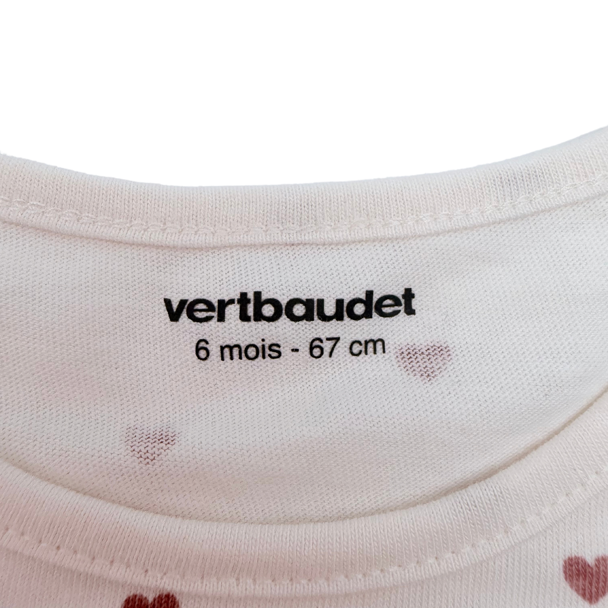 Lot de 2 t-shirts rose et écru à cœurs -6 mois