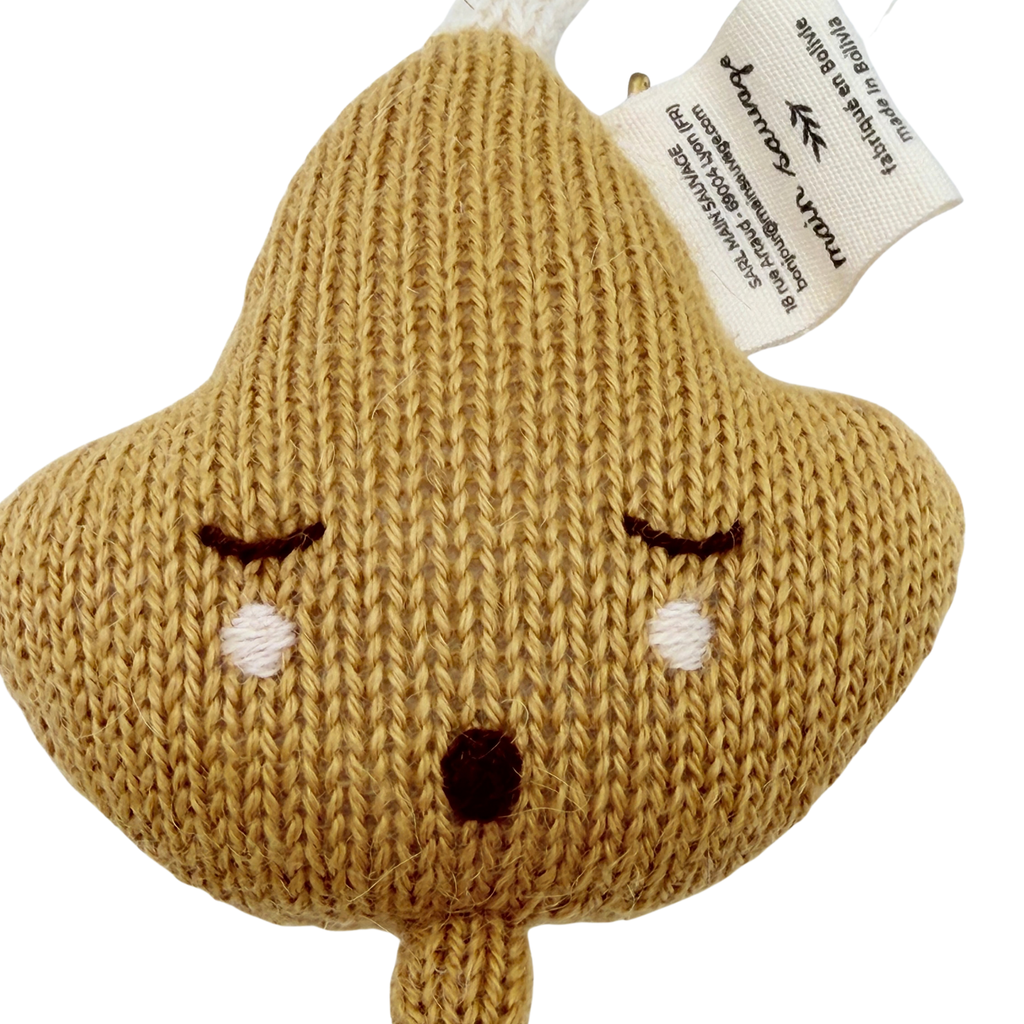 Hochet feuille à suspendre ocre – 14 cm