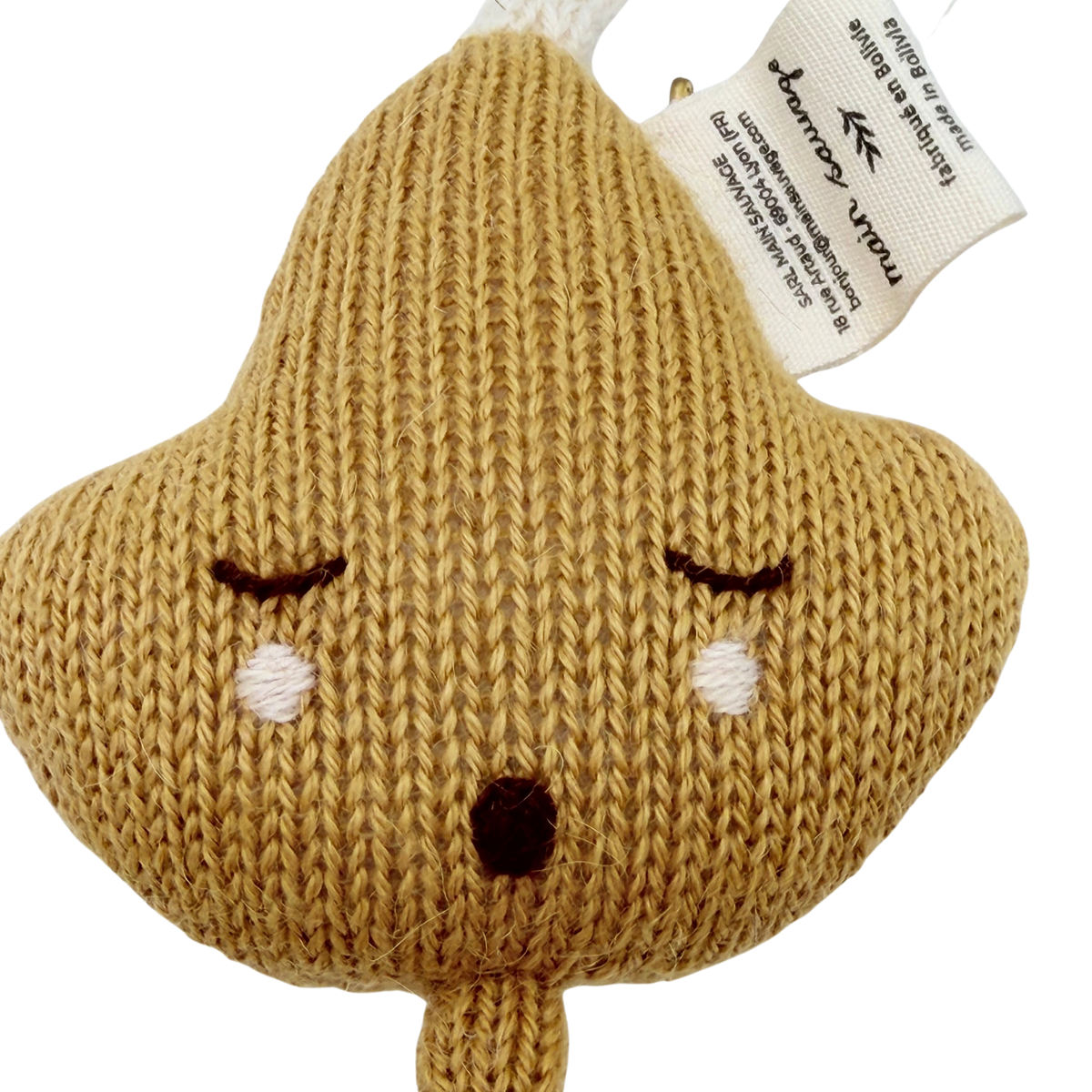 Hochet feuille à suspendre ocre – 14 cm