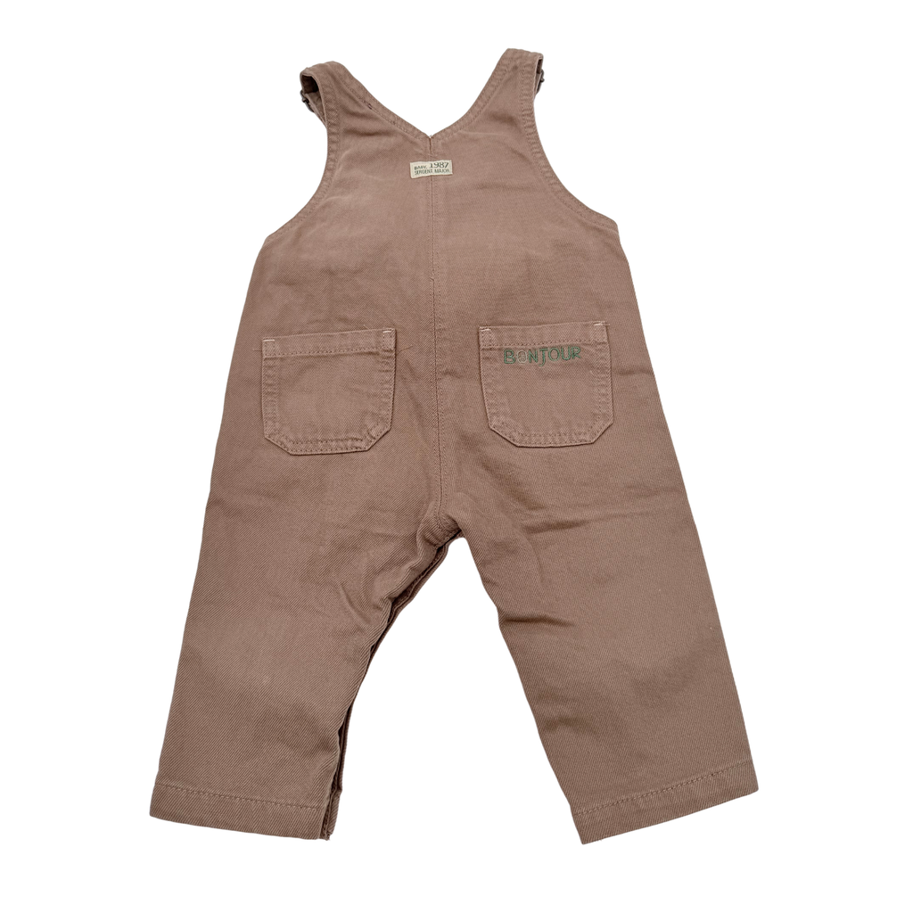 Salopette&nbsp;taupe à motif ourson - 6 mois