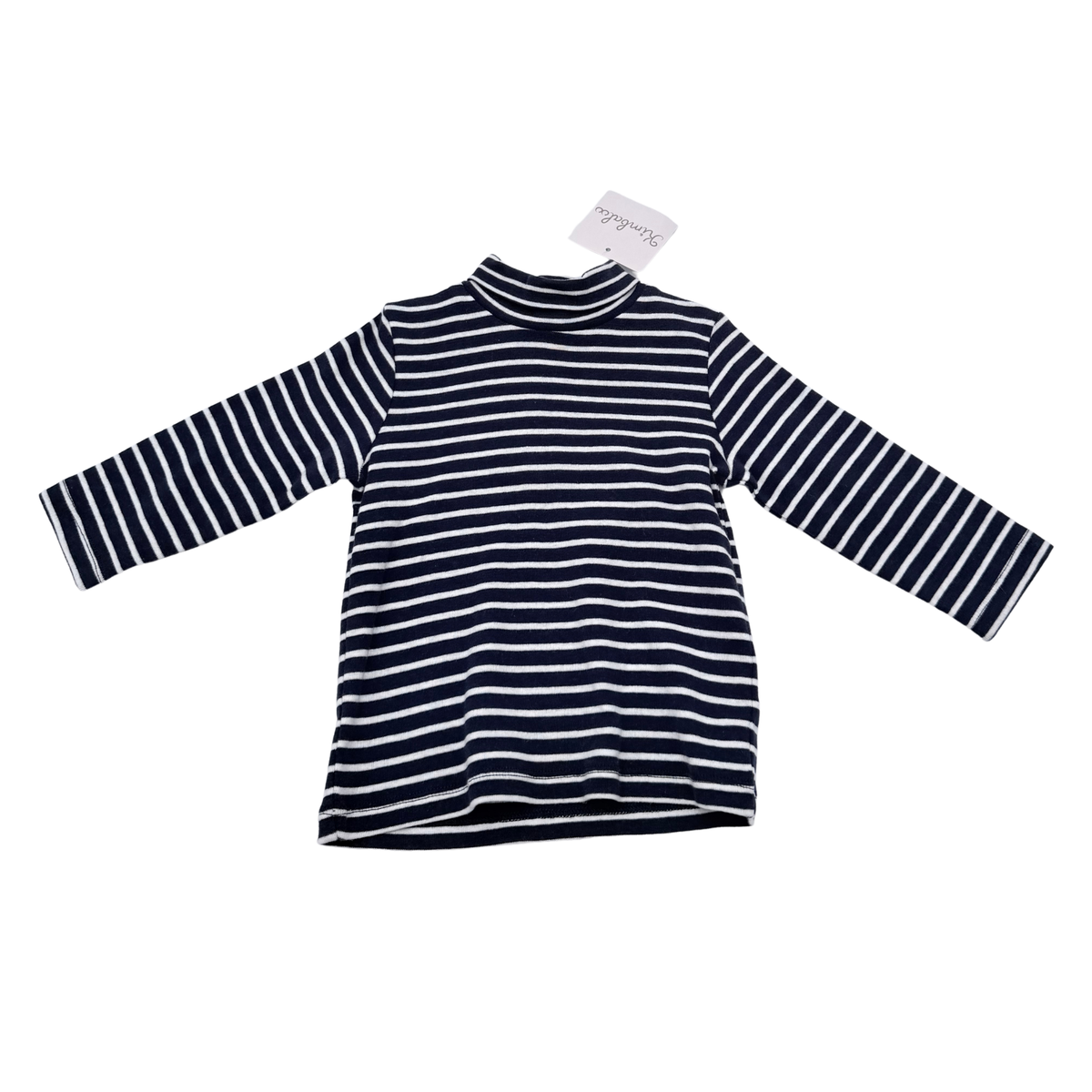 Sous-pull bébé bleu marine et blanc rayé - 6 mois