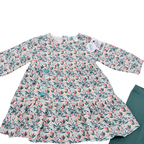 Ensemble fille robe fleurie et legging vert - 6 mois