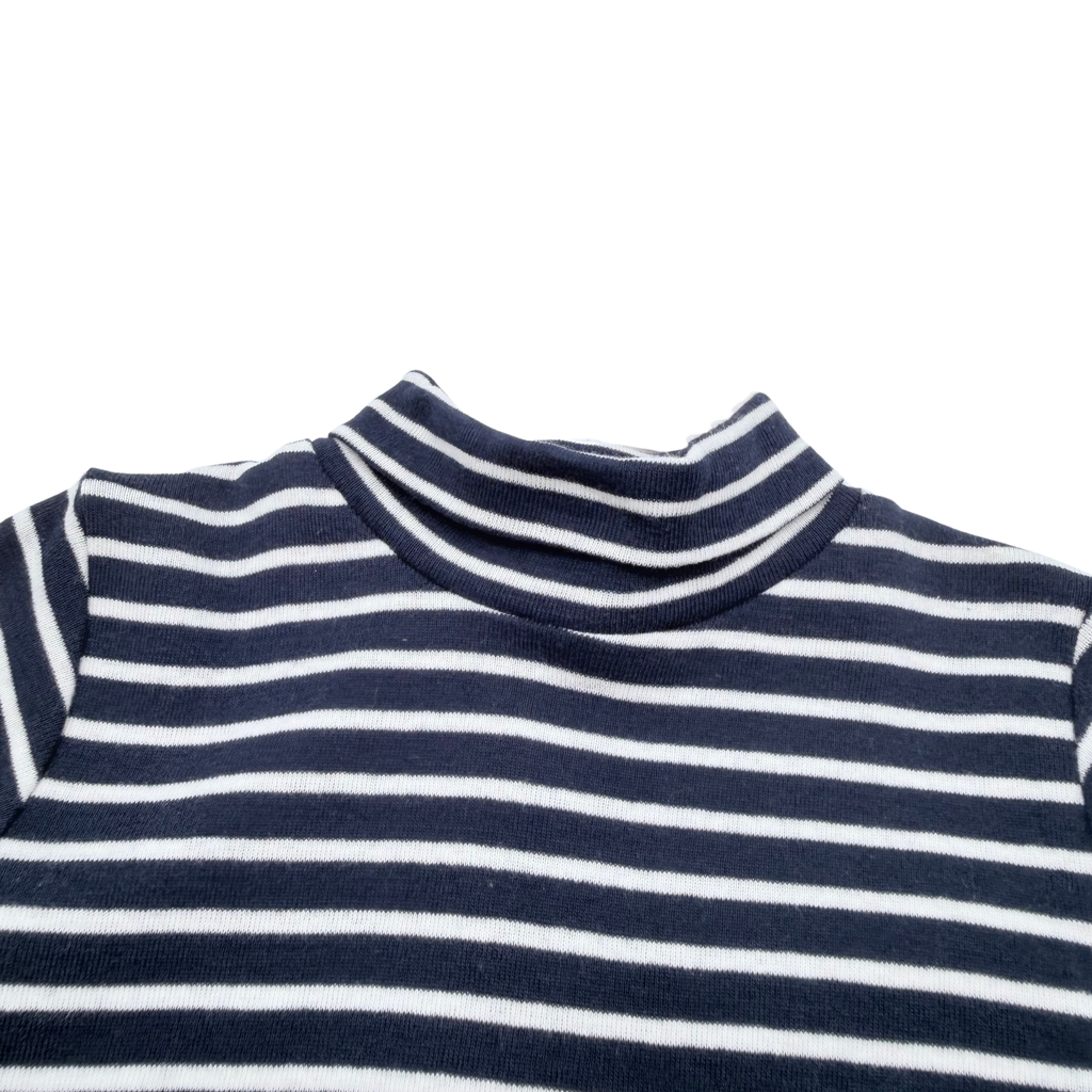 Sous-pull bébé bleu marine et blanc rayé - 6 mois