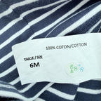 Sous-pull bébé bleu marine et blanc rayé - 6 mois