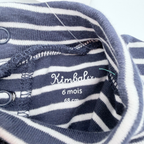 Sous-pull bébé bleu marine et blanc rayé - 6 mois