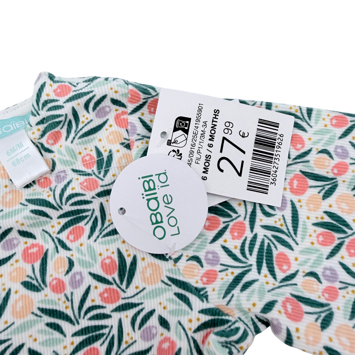 Ensemble fille robe fleurie et legging vert - 6 mois