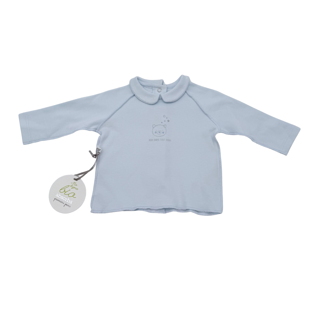 Brassière bleu clair à col Claudine motif ourson - 1 mois