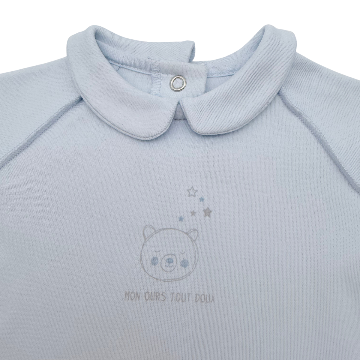 Brassière bleu clair à col Claudine motif ourson - 1 mois