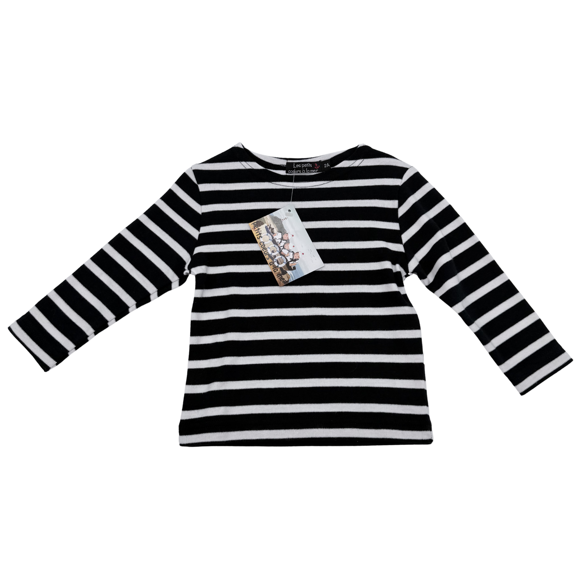 Marinière noir et blanc à manches longues — 2 ans