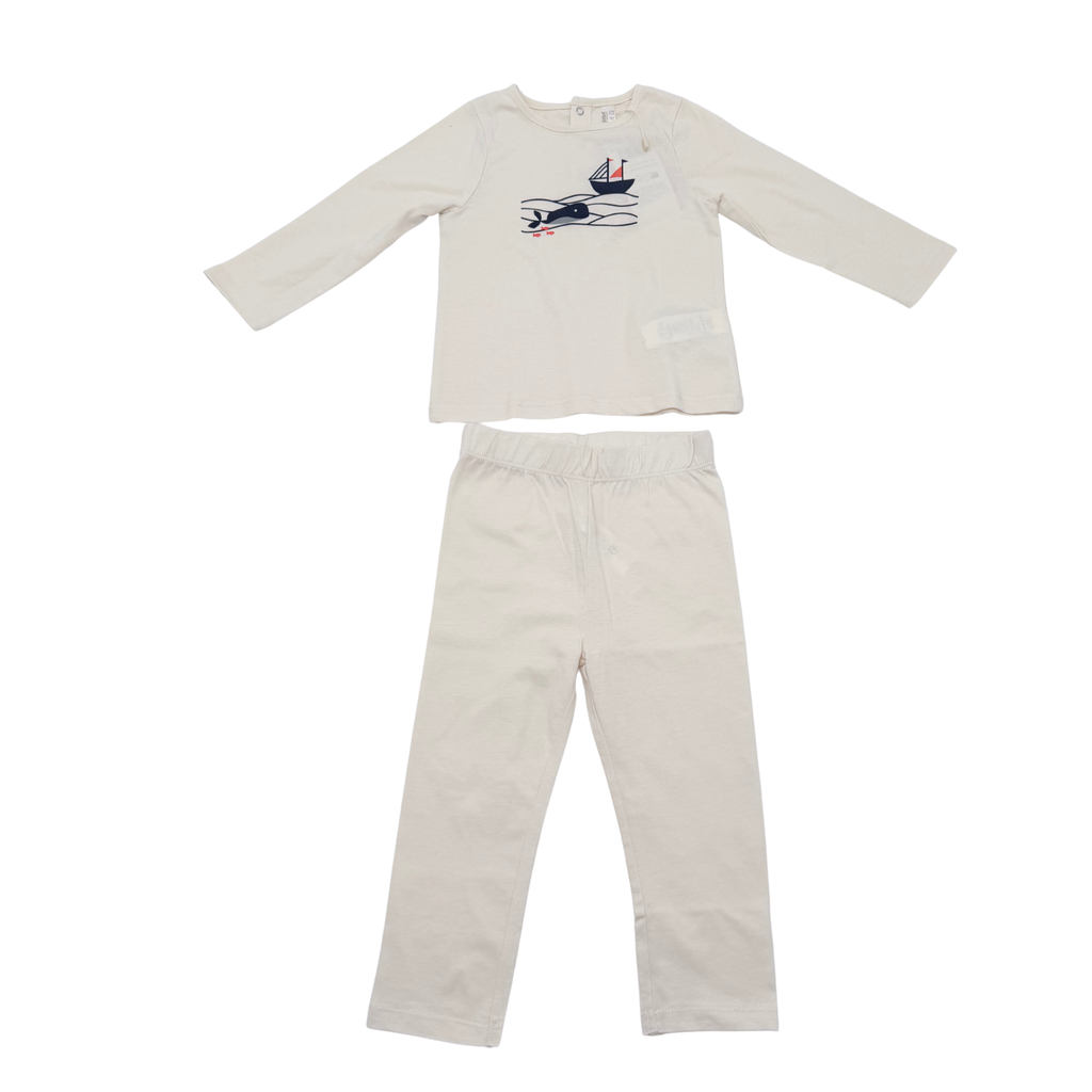 Pyjama bébé deux pièces écru motif marin - 23 mois