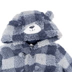 Manteau bébé en fausse fourrure à carreaux bleus - 15 mois