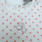 T-shirt blanc à pois corail — 6 mois