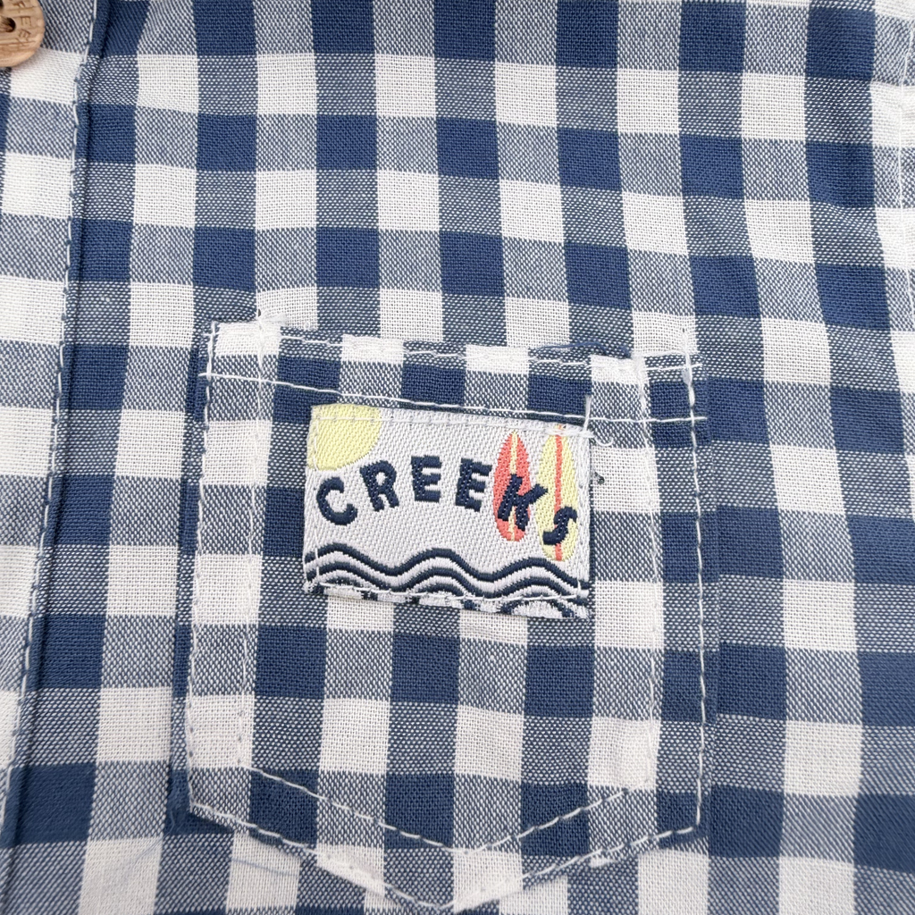 Chemise à carreaux bleu marine et blanc — 12 mois