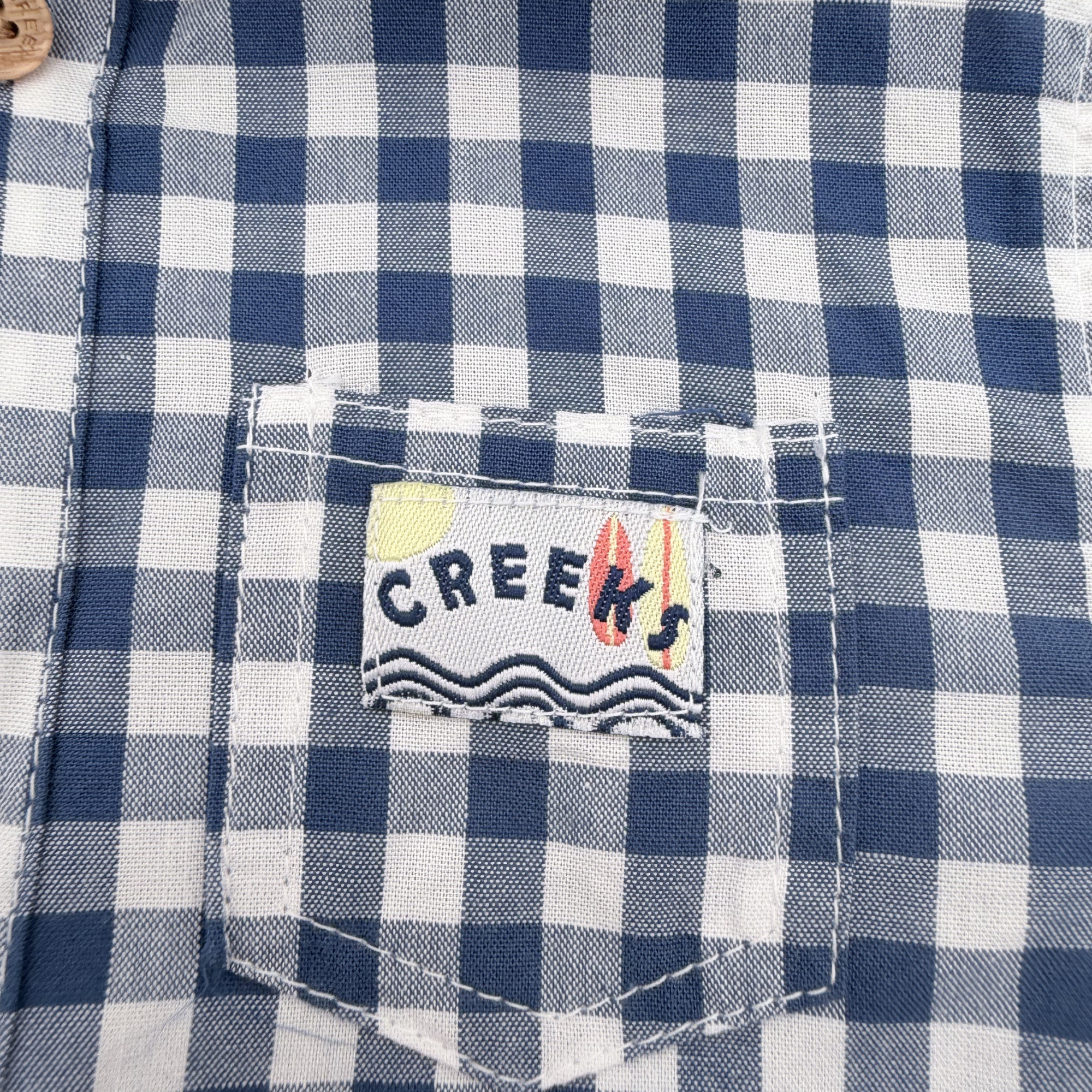 Chemise à carreaux bleu marine et blanc — 12 mois