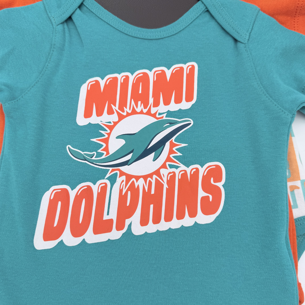 Lot de 3 bodies Miami Dolphins manches courtes — 6 mois