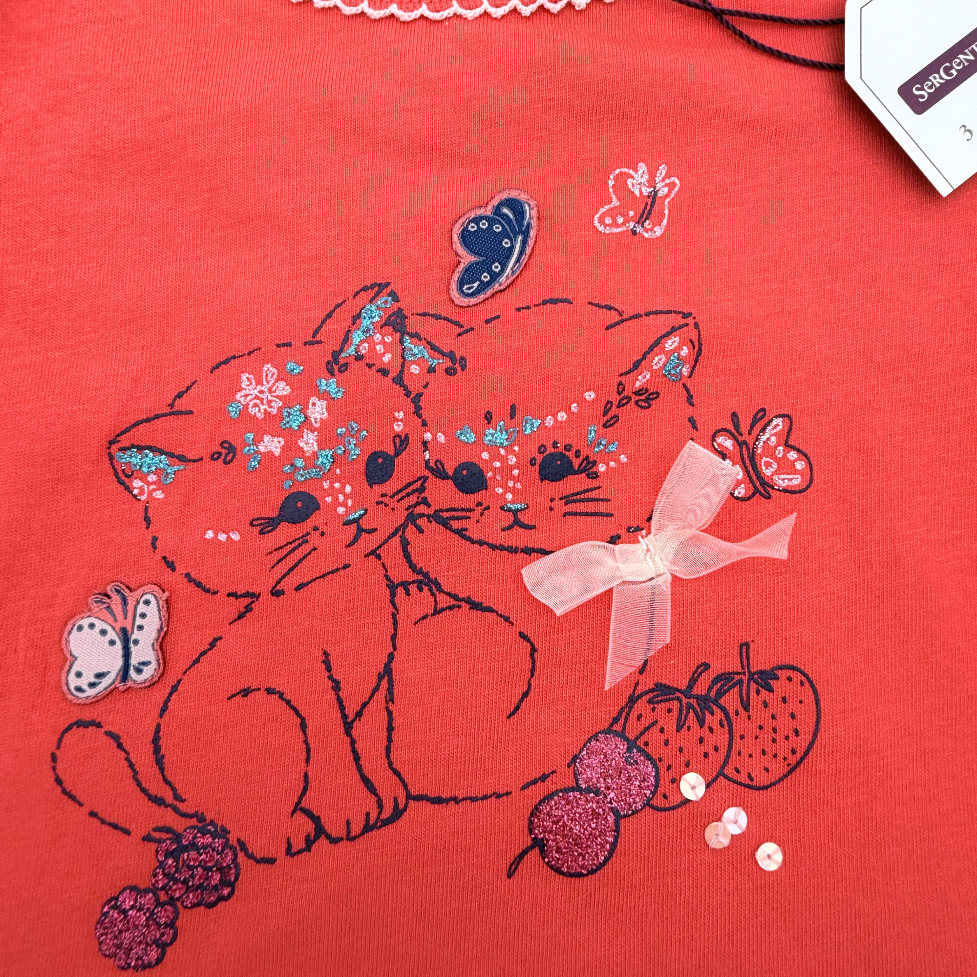 T-shirt corail chatons — 12 mois