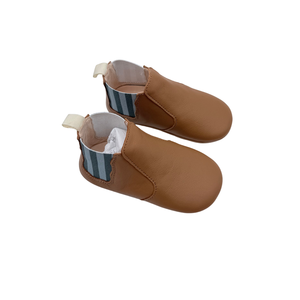 Chaussons premiers pas en cuir camel - 21
