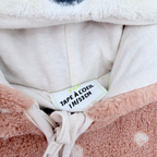 Combinaison pilote bébé marron à pois écrus et capuche animal - 1 mois
