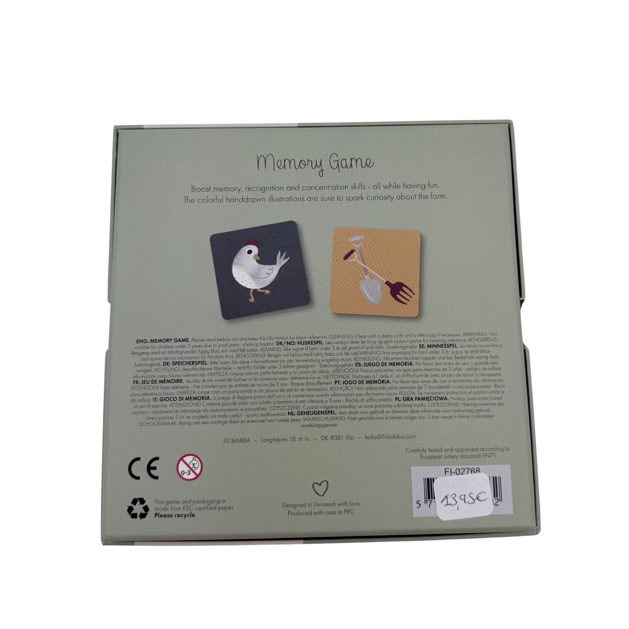 Jeu de mémoire animaux de la ferme — 24 pièces