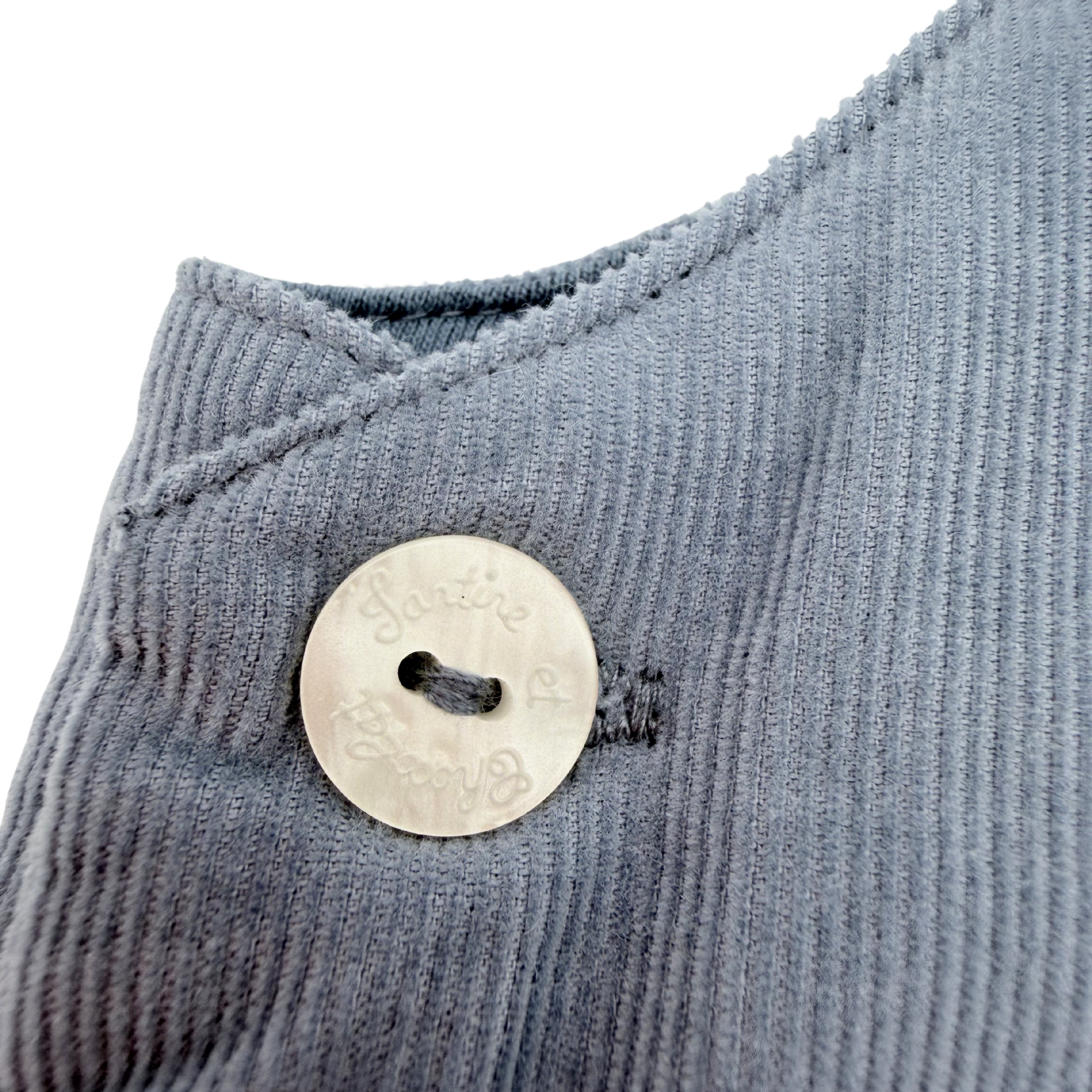 Salopette bébé bleu gris en velours côtelé — 6 mois