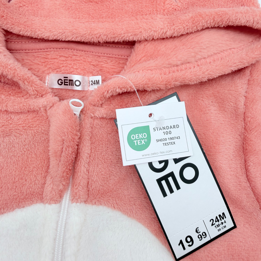 Combinaison corail en polaire motif animal - 24 mois