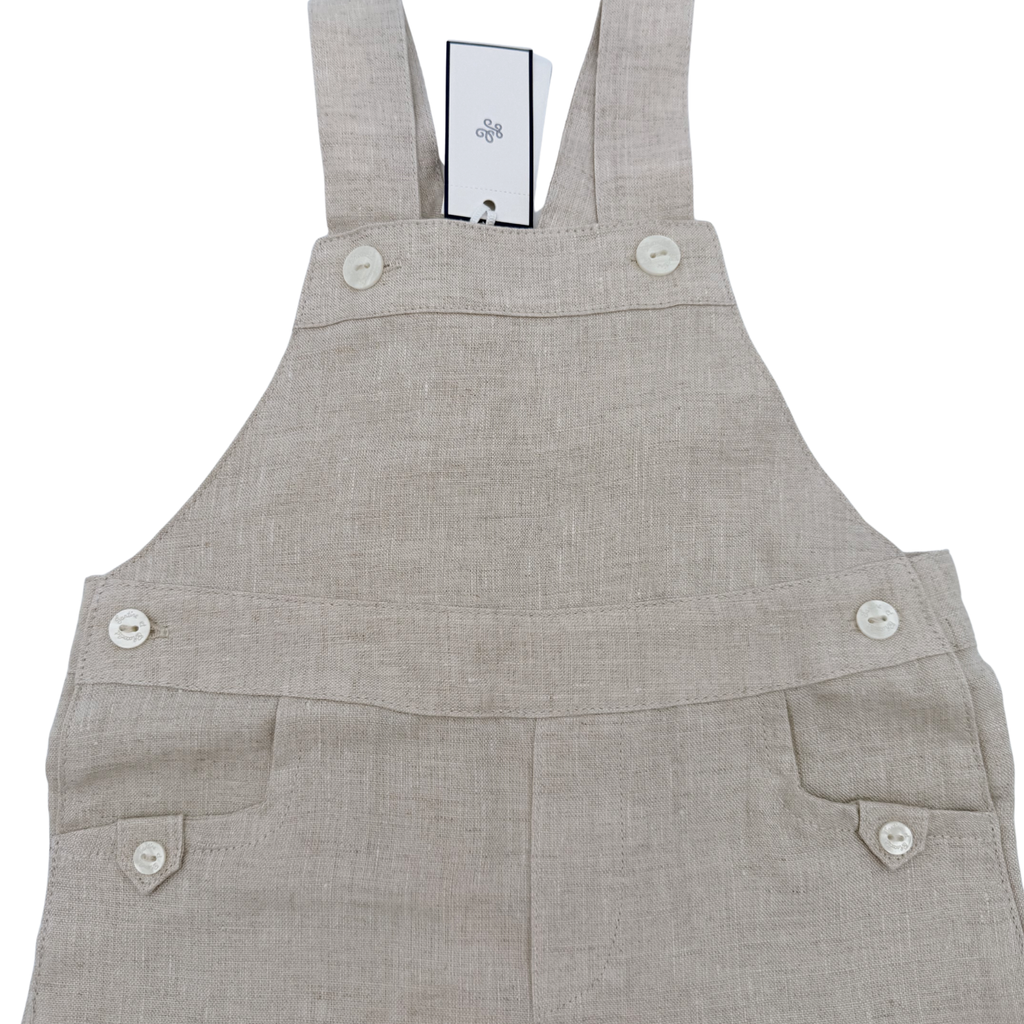 Salopette courte lin beige — 18 mois
