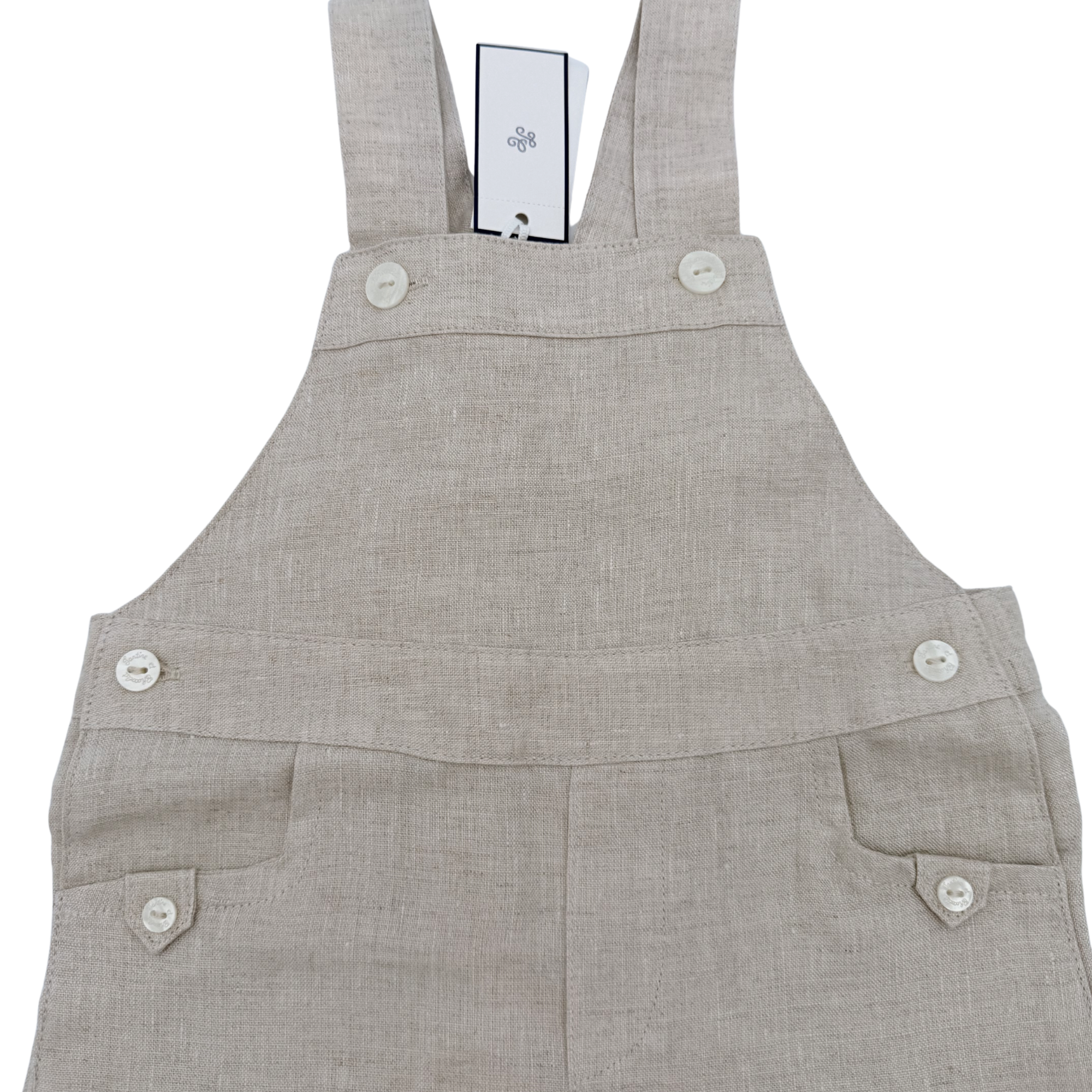 Salopette courte lin beige — 18 mois