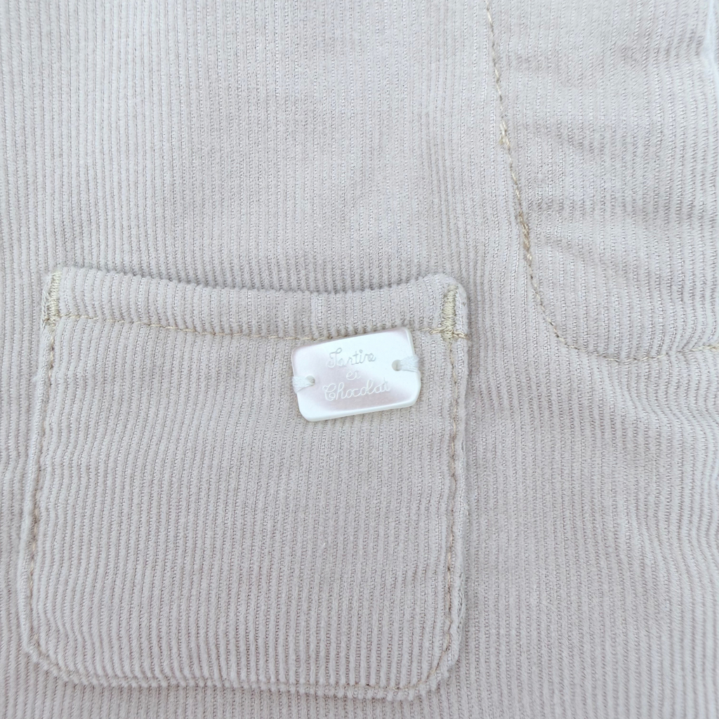 Salopette bébé beige en velours côtelé - 3 mois