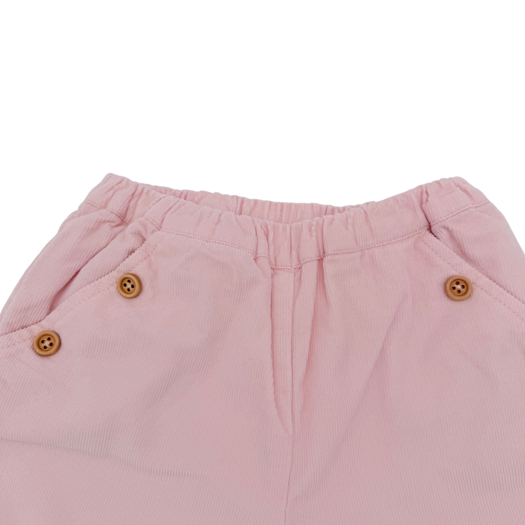 Pantalon rose en velours côtelé à boutons - 6 mois