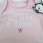 Body bébé rose&nbsp; “Veux-tu être ma marraine ?” — 0-3 mois