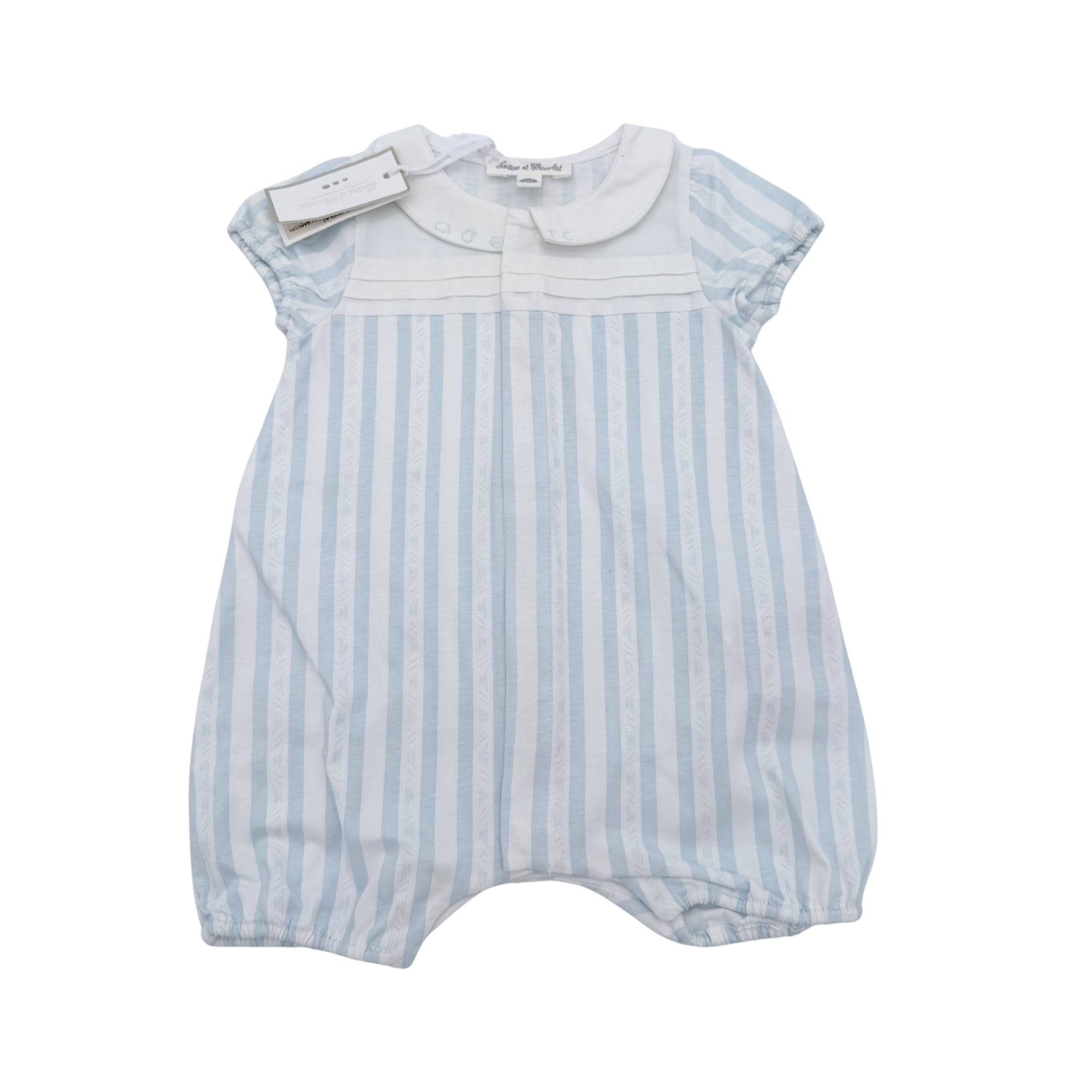 Barboteuse rayée bleu ciel — 3 mois