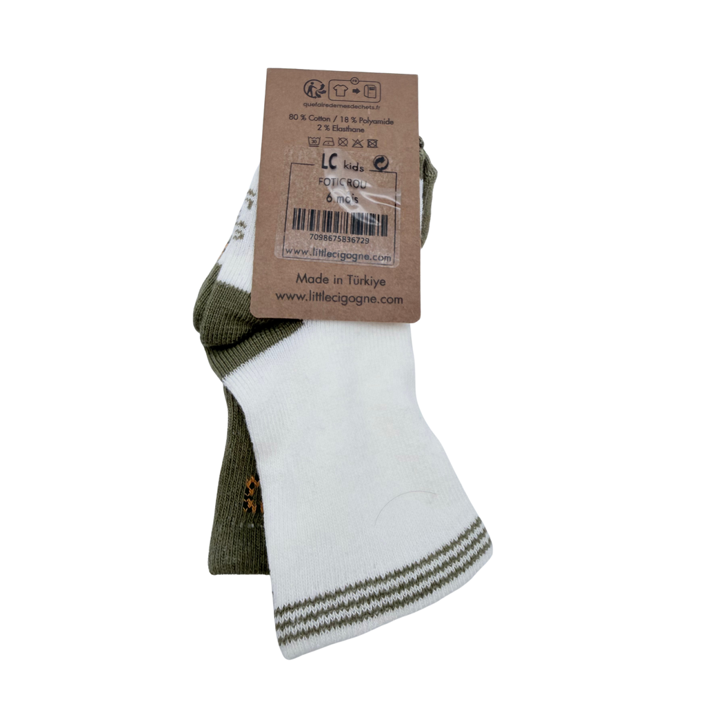 Lot de 2 paires de chaussettes motifs tigres et rayures - 6 mois