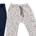 Lot de 2 pantalons bébé bleu marine et imprimé renards - 12 mois