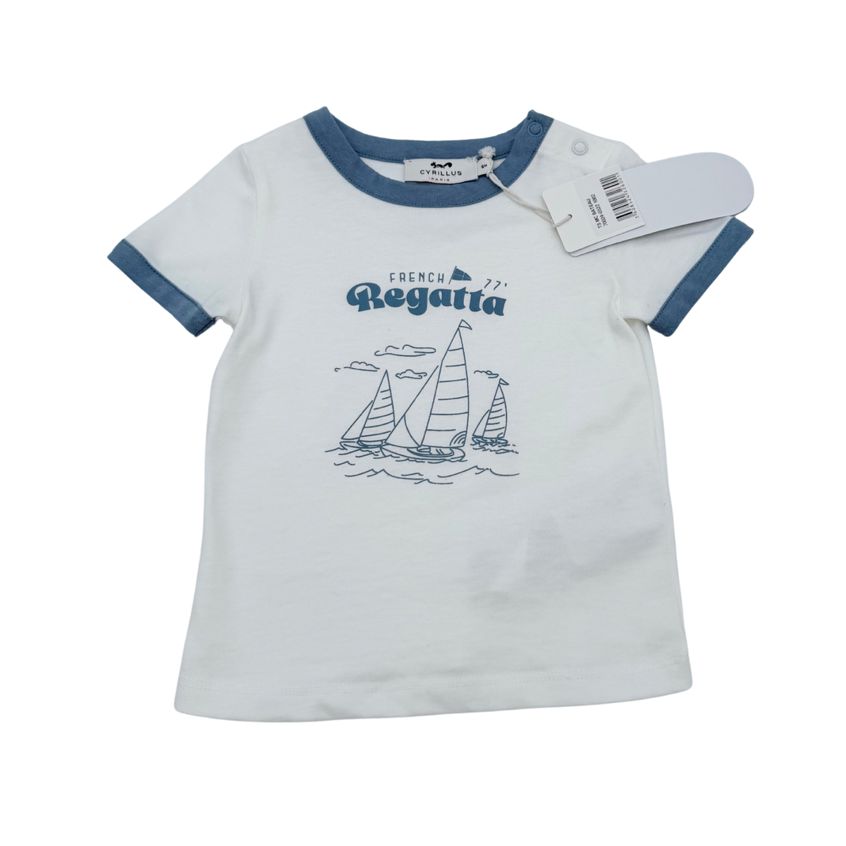 T-shirt bébé blanc motif voiliers - 6 mois
