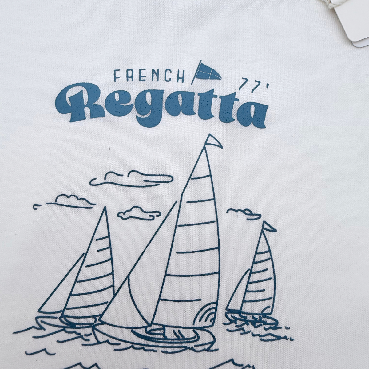 T-shirt bébé blanc motif voiliers - 6 mois