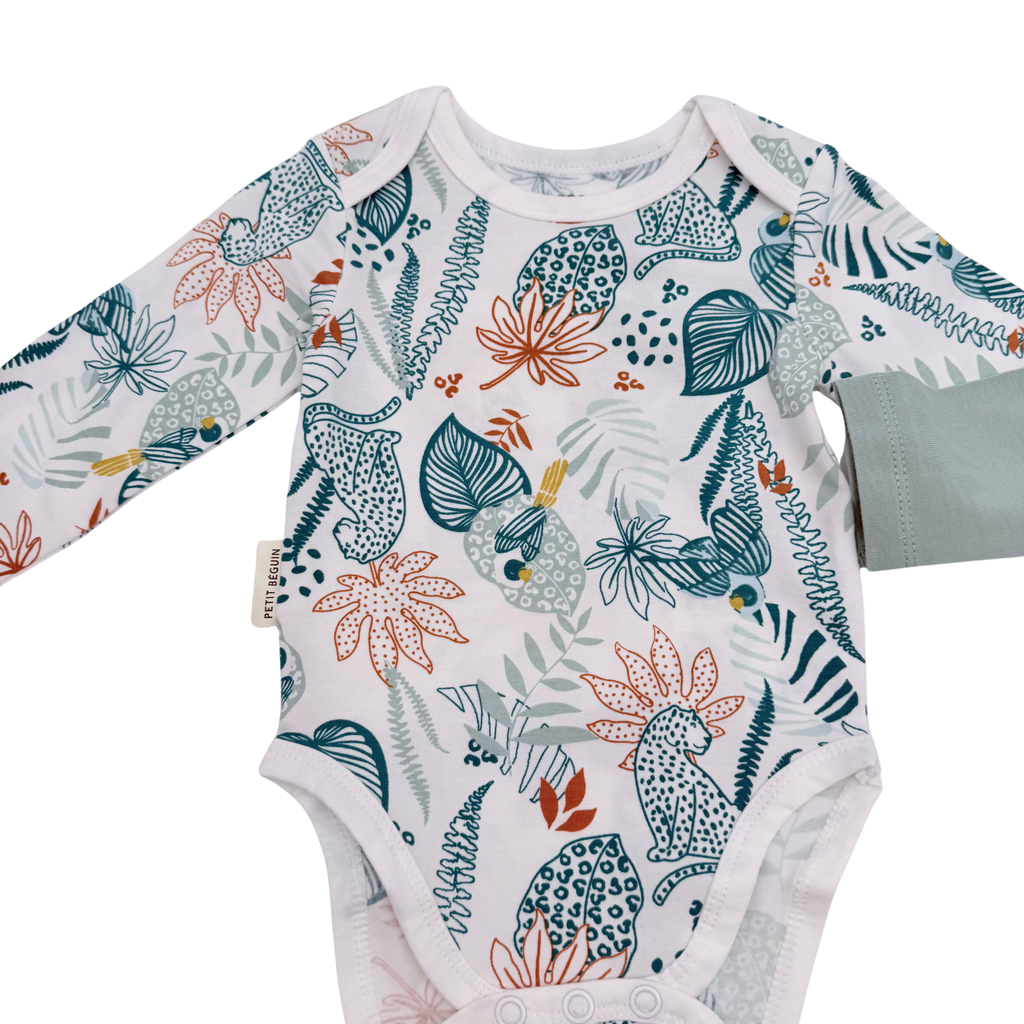 Lot de 2 bodies manches longues motifs jungle - 3 mois