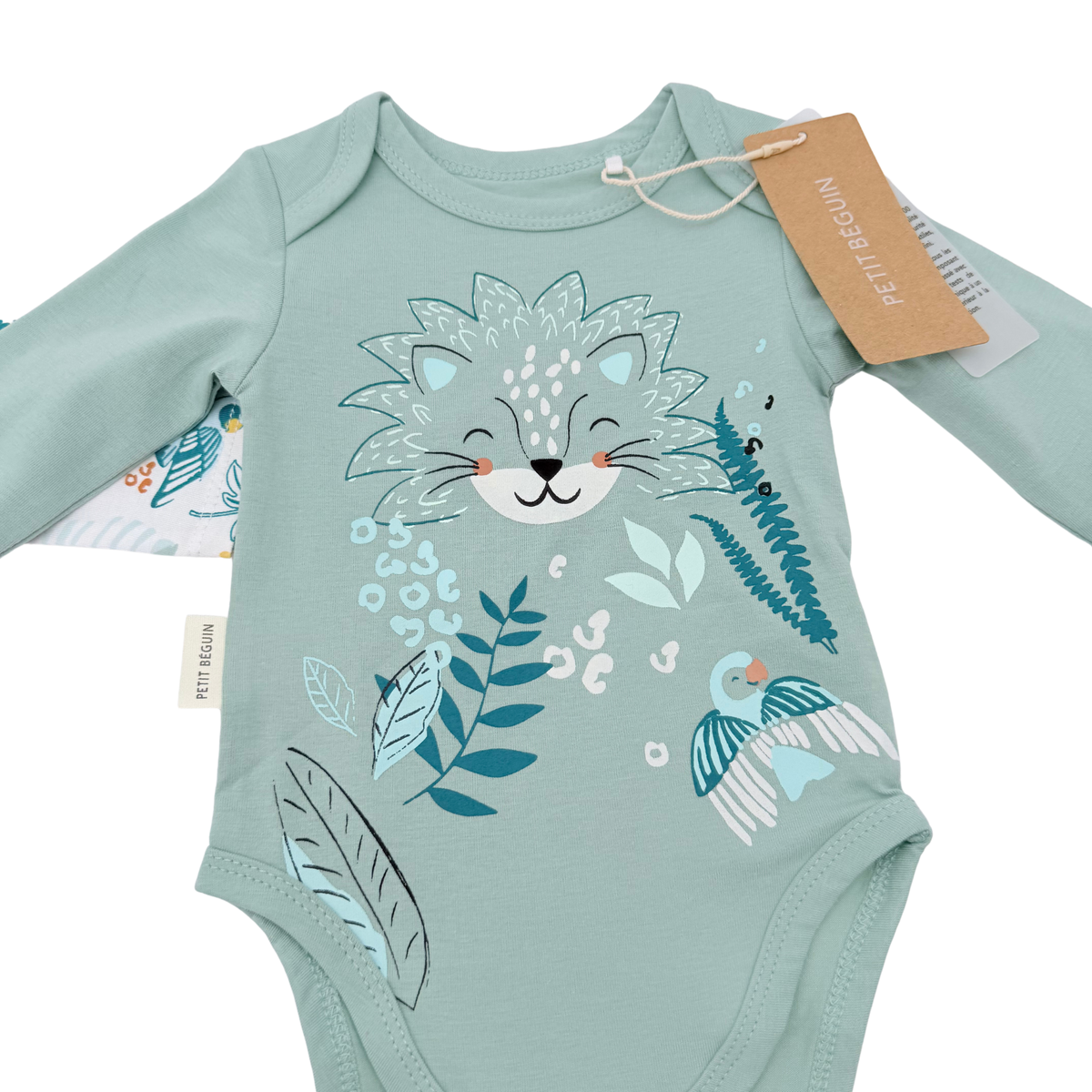 Lot de 2 bodies manches longues motifs jungle - 3 mois