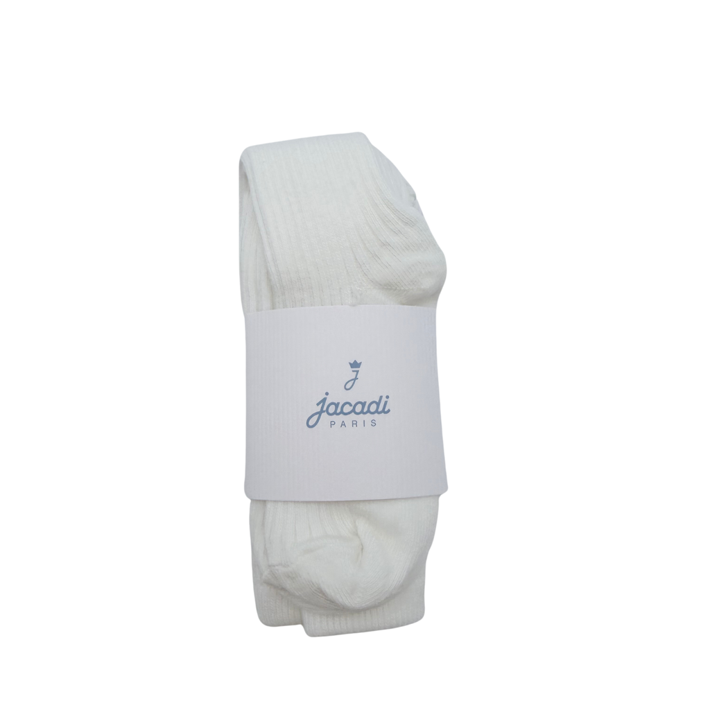 Collant enfant blanc en maille côtelée - 21-22