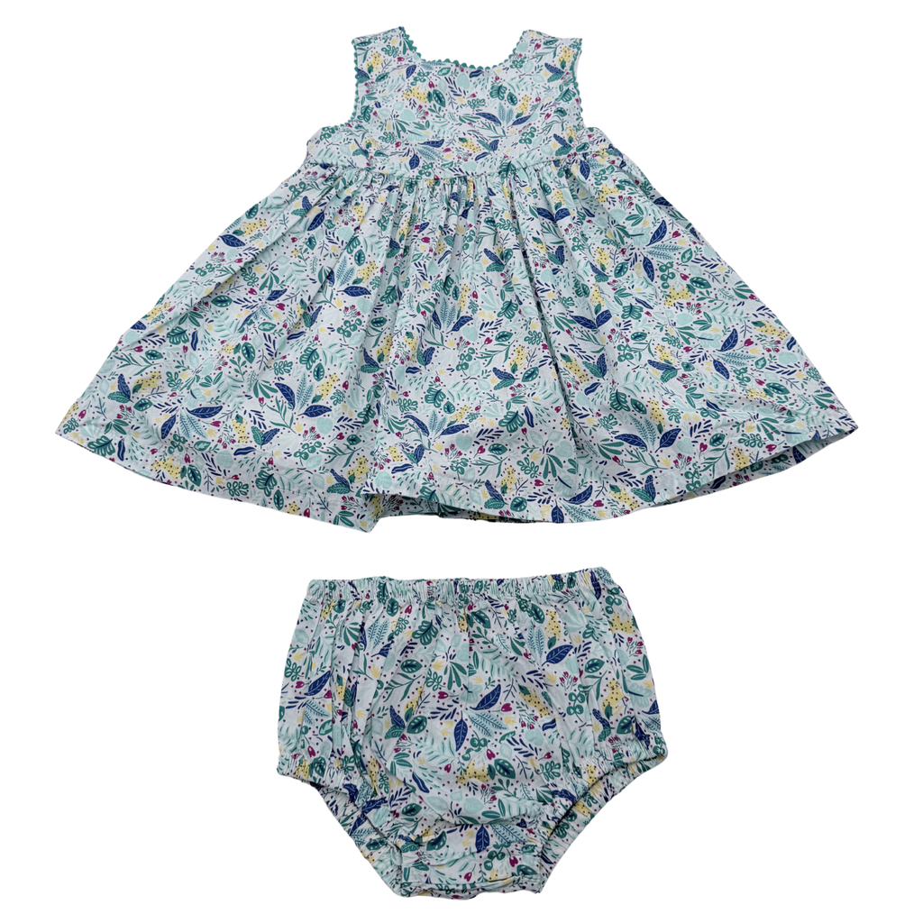 Robe fleurie verte et bleue — 24 mois