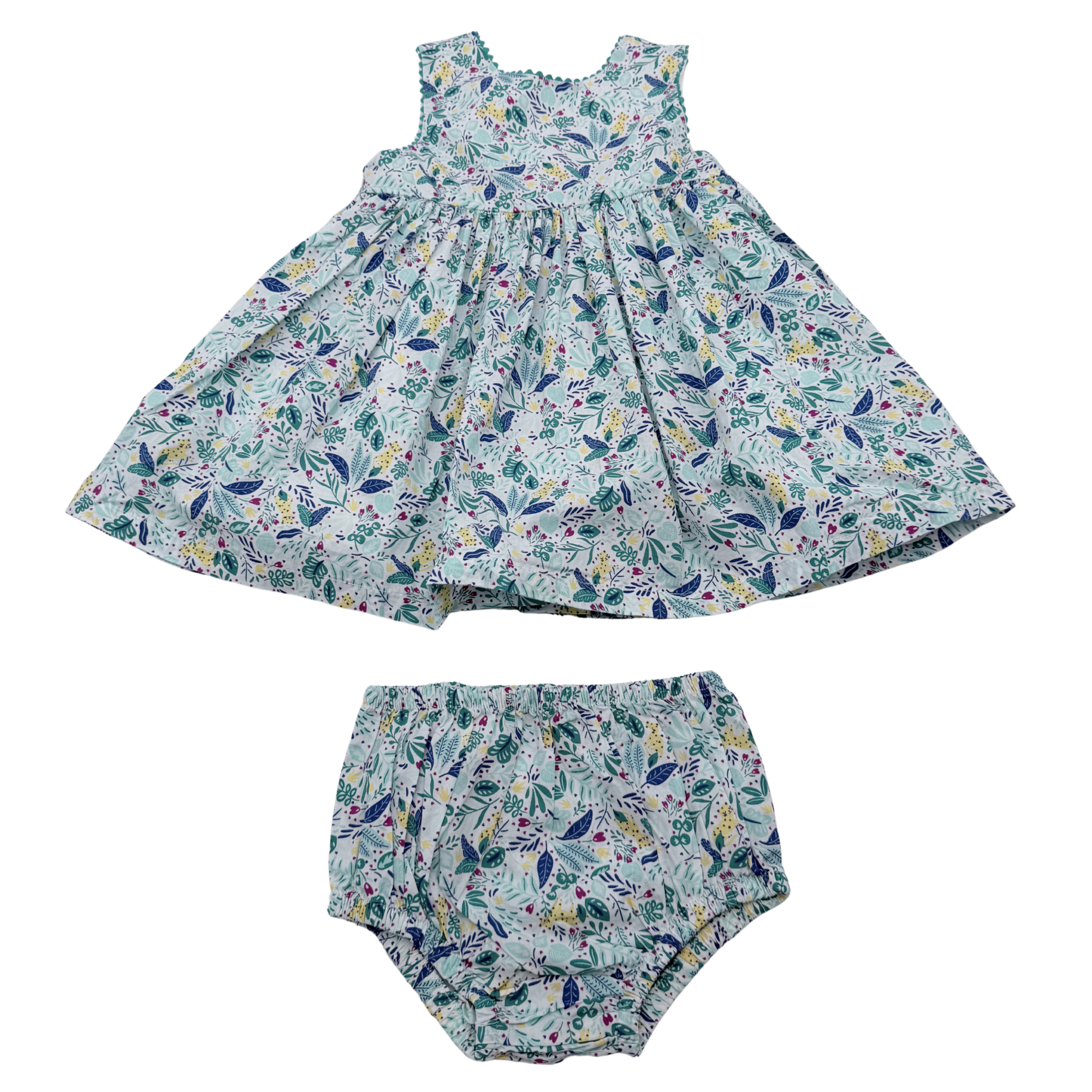 Robe fleurie verte et bleue — 24 mois