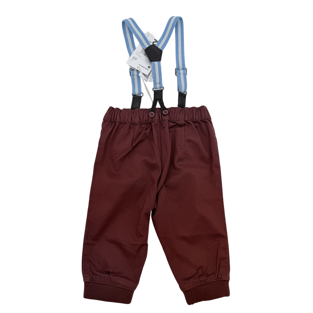 Pantalon bordeaux à bretelles - 6 mois