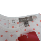 T-shirt blanc à pois corail — 6 mois