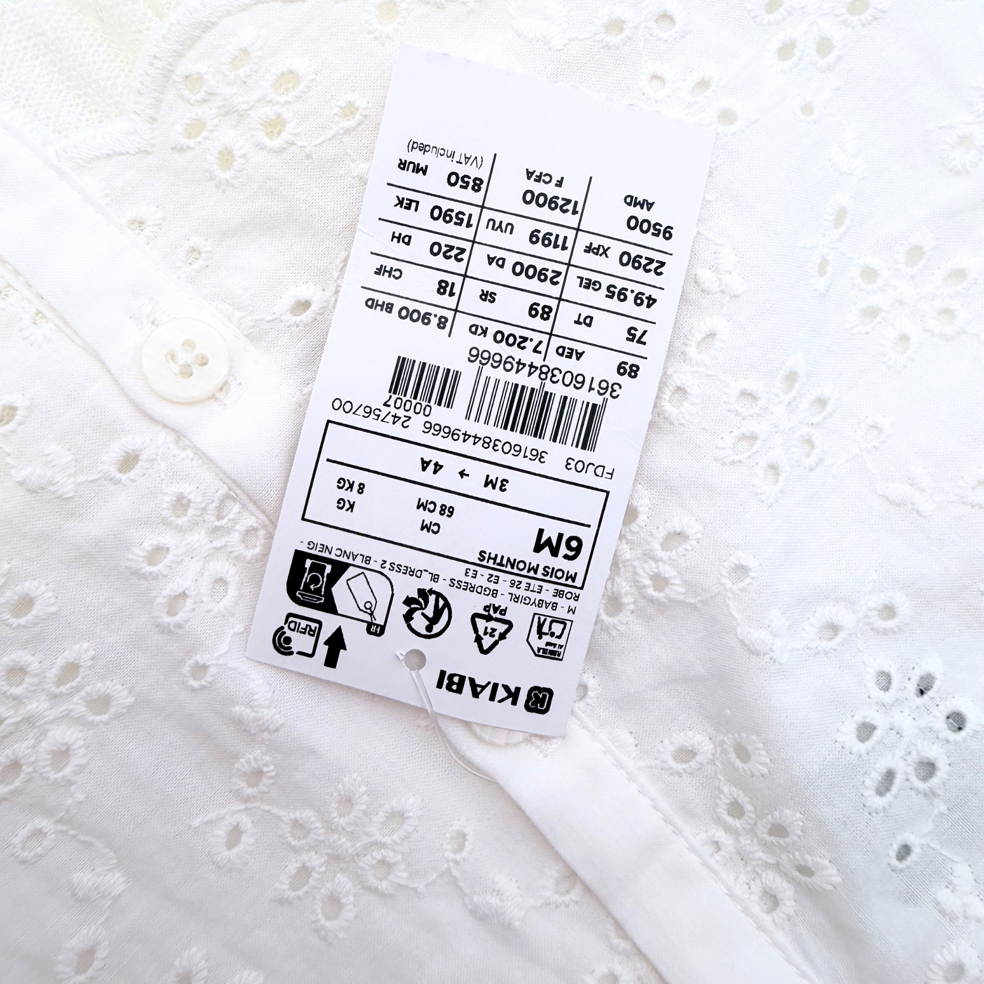 Robe en broderie anglaise et tulle – 12 mois