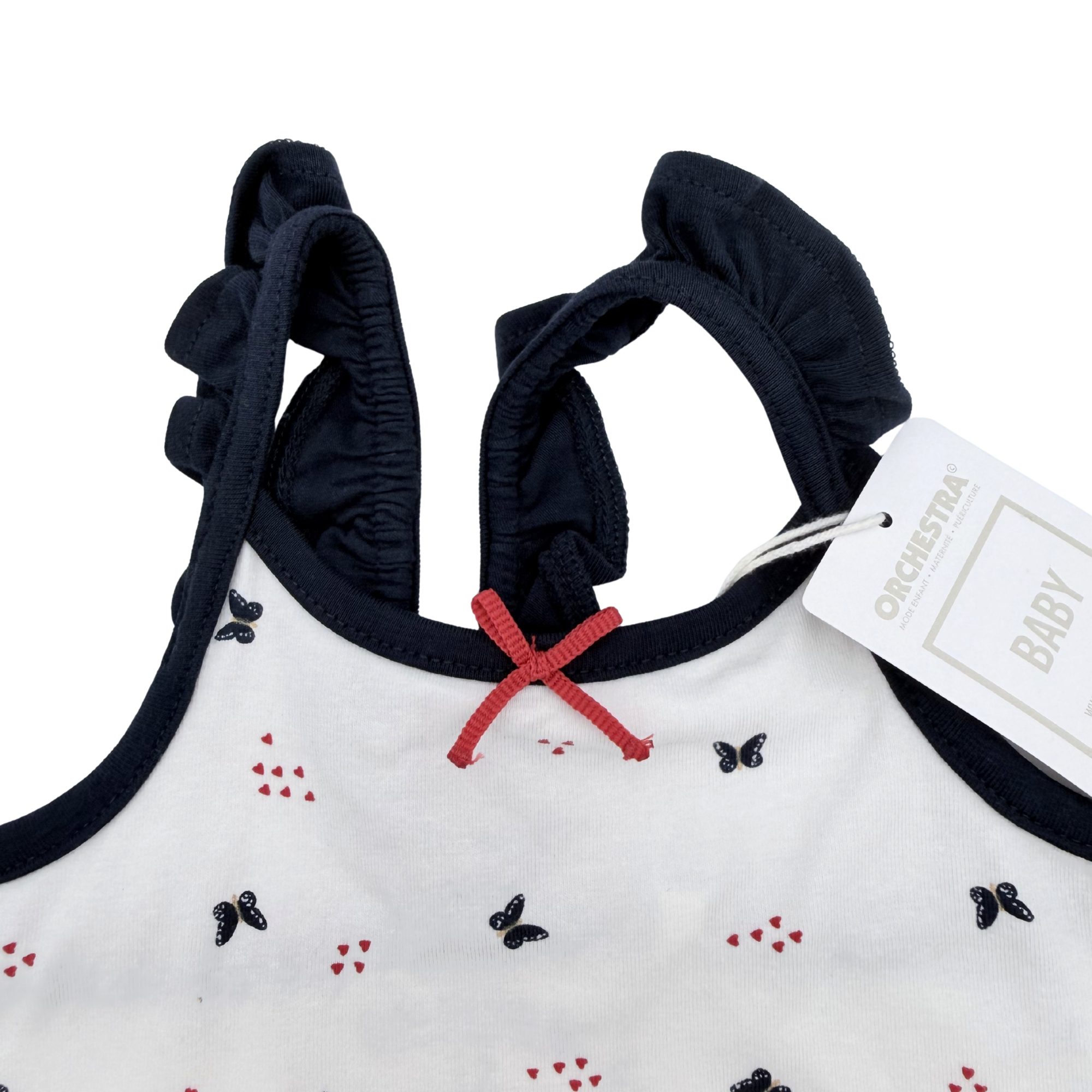 Robe blanche imprimée papillons — 12 mois