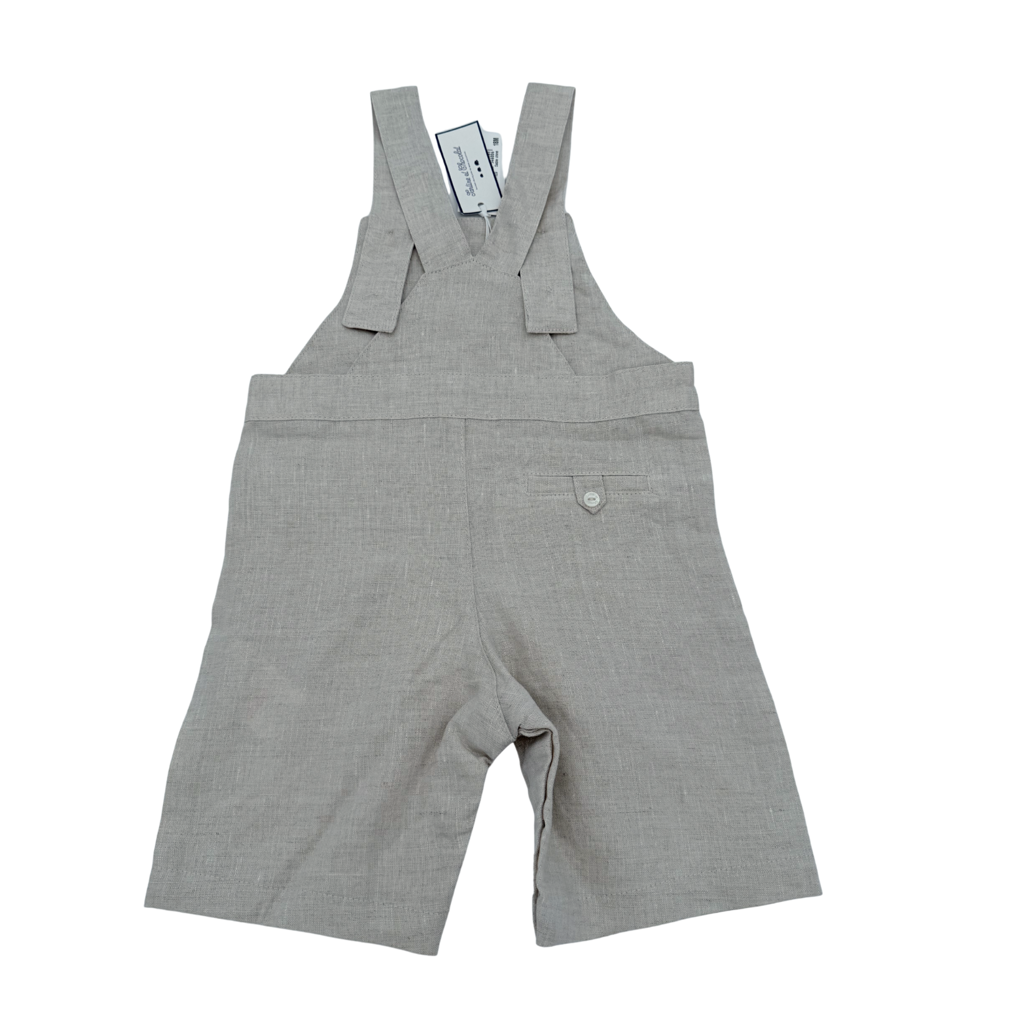 Salopette courte lin beige — 18 mois