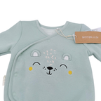 Pyjama bébé 2 pièces vert sauge et écru motif animaux - 3 mois