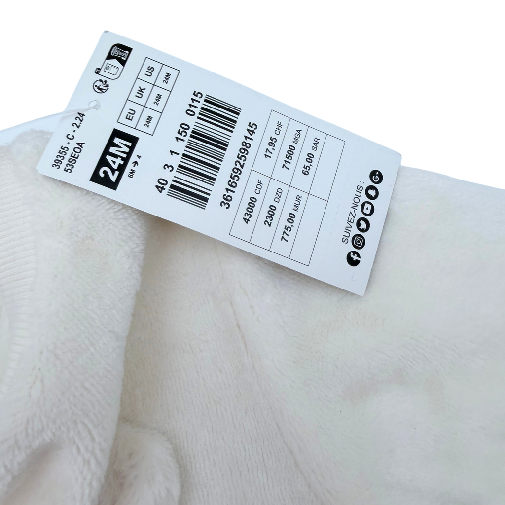Sweat bébé écru effet peluche motif ourson – 24 mois